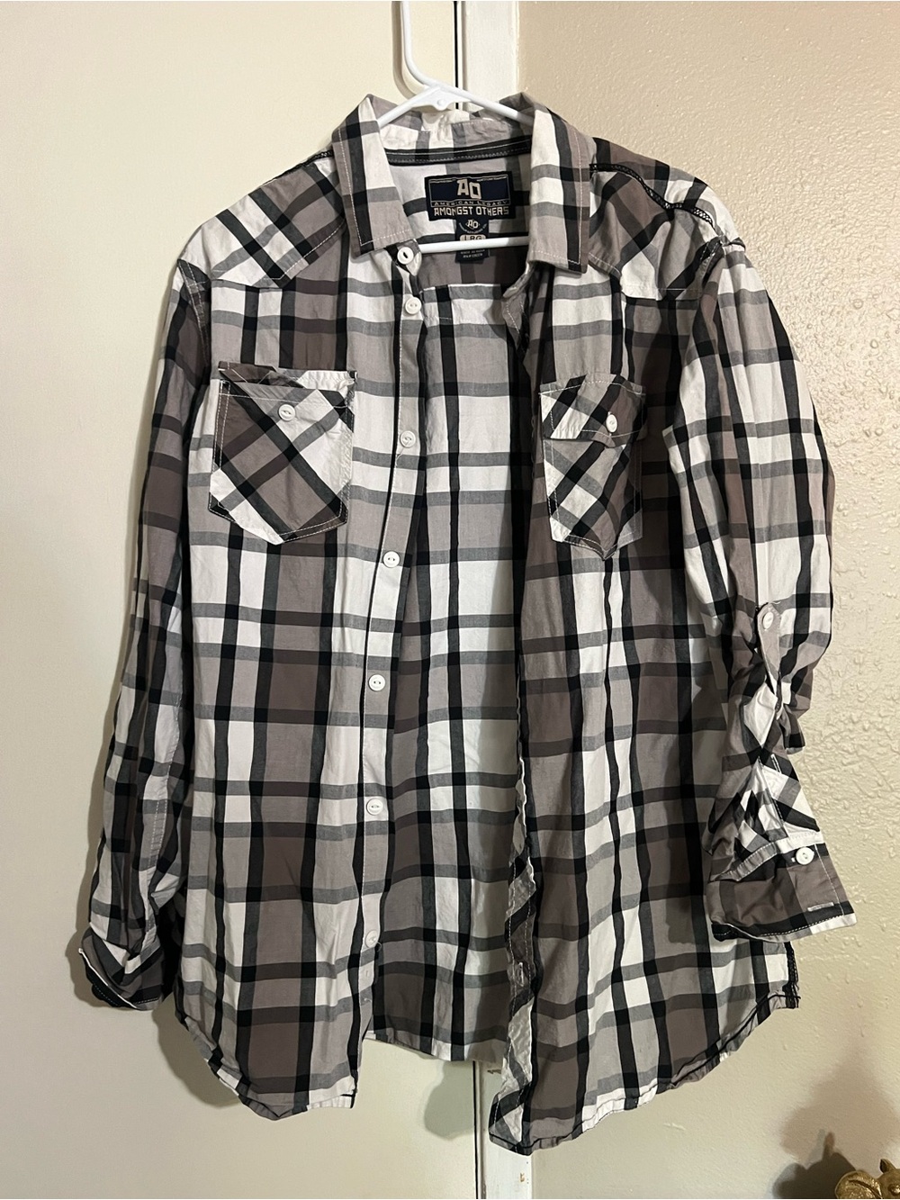 Men's Gray Plaid Button-Up Shirt